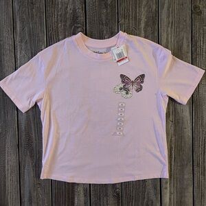 COPY - Butterfly Graphic Tee Crop Top NWT